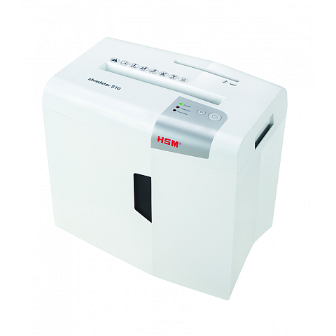 HSM S10 Aktenvernichter Streifenzerkleinerung 58 dB 22 cm Silber, Weiß