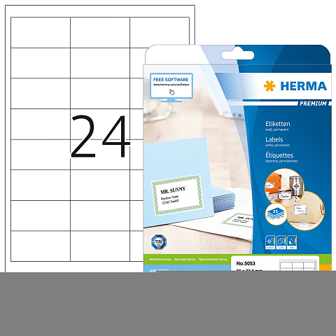 HERMA Etiketten Premium A4 66x33.8 mm weiß Papier matt 600 St.