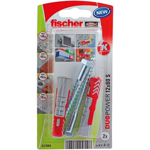 Fischer 537665 Schraubanker/Dübel 2 Stück(e) Schrauben- & Dübelsatz 60 mm