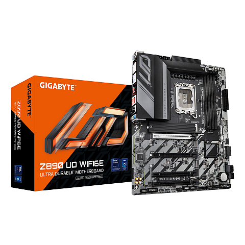 GIGABYTE Z890 UD WIFI6E Mainboard - Unterstützt Intel Core Ultra (Serie 2) CPUs, 12+1+2 Phasen VRM, bis zu 8800MHz DDR5 (OC), 1xPCIe 5.0 + 2xPCIe 4.0, Wi-Fi 6E, 2.5GbE LAN, USB 4