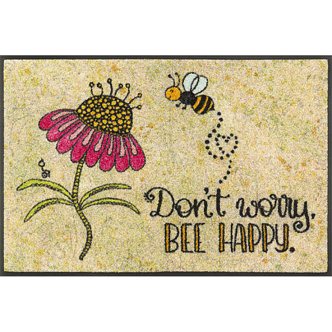 wash+dry Bee Happy Gummimatte Drinnen Rechteckig Mehrfarbig