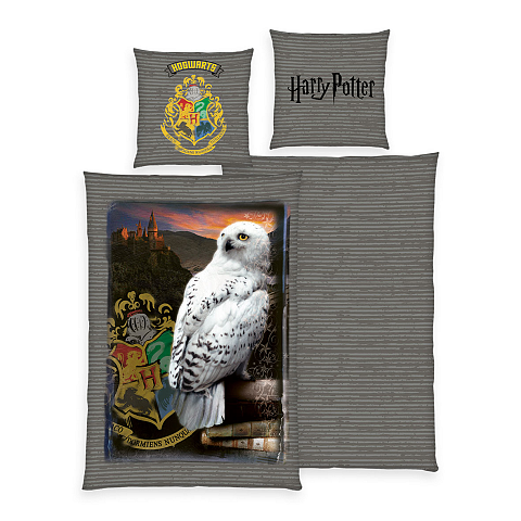 HERDING Harry Potter Bettwäsche-Set ‘Hedwig’ – 135×200 cm, Linon