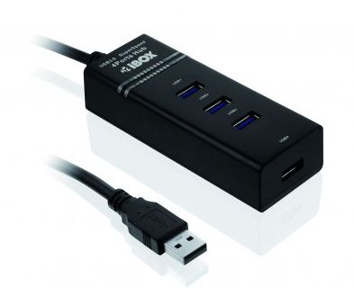 iBox IUH3FB Schnittstellen-Hub 5000 Mbit/s Schwarz
