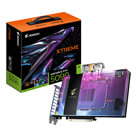 GIGABYTE AORUS GeForce RTX 5090 XTREME WATERFORCE WB 32G Grafikkarte - 32 GB GDDR7, 512 Bit, PCI-E 5.0, 2655 MHz Kernfrequenz, 3 x DP 2.1a, 1 x HDMI 2.1b, NVIDIA DLSS 4, GV-N5090AORUSX WB-32GD