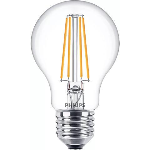 Philips Filament-Lampe, transparent, 60W A60 E27 x3