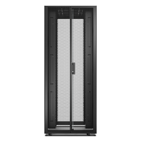 APC Easy Rack 800mm/42HE/1200mm mit Dach, Rollen, Füßen und 4 Halterungen, ohne Seitenteile, Boden, schwarz