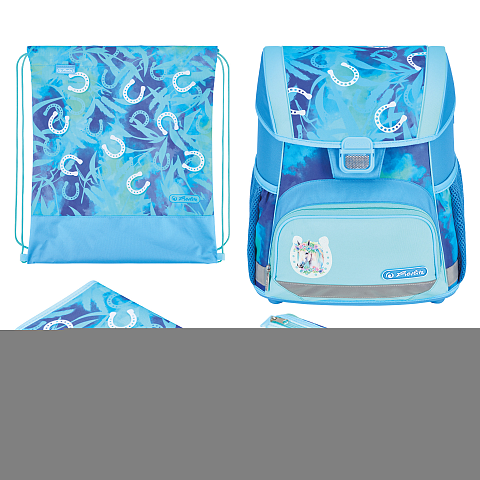 Herlitz Loop Plus Lucky Horse Schulranzen-Set Mädchen Polyester Blau, Hellblau