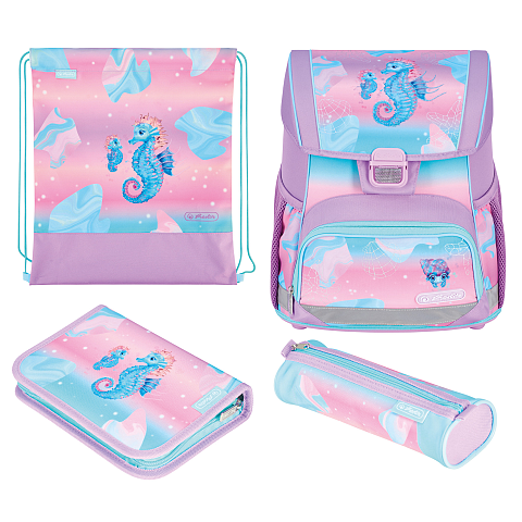 Herlitz Loop Plus Ocean Lights Schulranzen-Set Mädchen Polyester Blau, Pink