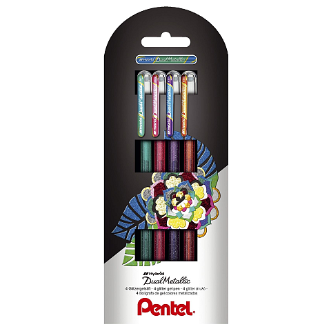 Pentel Dual Metallic Stick Pen Grün, Orange, Pink, Violett 4 Stück(e)