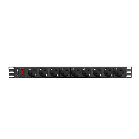 Lanberg PDU-09F-0300-BK Stromverteilereinheit (PDU) 9 AC-Ausgänge 1U Schwarz, Grau