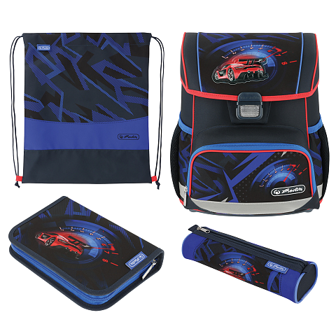 Herlitz Loop Plus High Speed Schulranzen-Set Junge Polyester Blau, Rot
