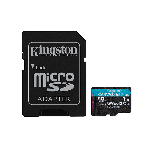 Kingston Technology 1TB microSDXC Canvas Go Plus Gen4 200 MB/s A2 U3 V30-Karte + Adapter