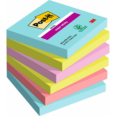 Post-It 7100263206 Klebezettel Quadratisch Blau, Grün, Pink 90 Blätter Selbstklebend