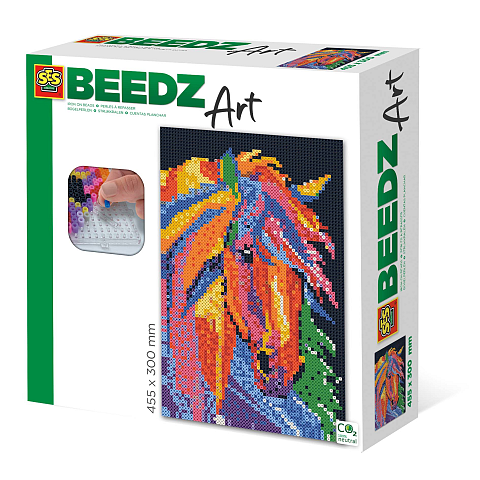 SES Creative Beedz art 06008 - Fantasie Pferd Bügelperlen Set – 7000 Perlen, 6 Stiftplatten, Fördert Kreativität, Für Kinder ab 7 Jahren