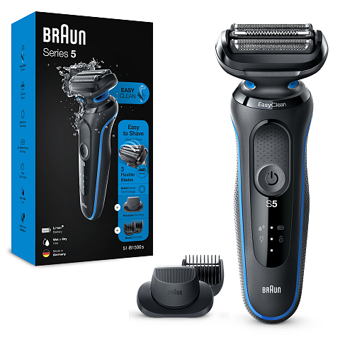 Braun Series 5 51-B1500s Folienschaber Trimmer Schwarz, Blau
