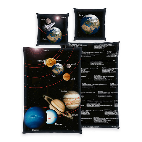 HERDING Young Collection Bettwäsche-Set 'Sonnensystem' - 70-x-90-cm-140-x-200-cm-at