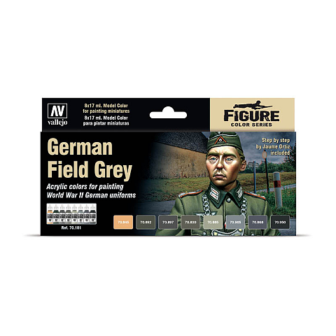 Vallejo 70.181 Acrylfarbe 17 ml Schwarz, Fleisch, Grün, Grau, Olive Flasche