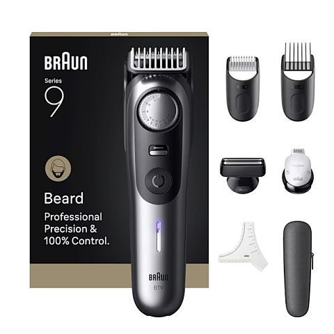 Braun BeardTrimmer 9 BT9520 Barttrimmer Akku 52 2 cm Nass & Trocken Schwarz, Grau