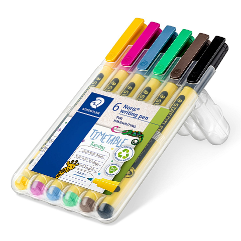 Staedtler Noris writing pen 307 Fineliner Schwarz, Blau, Braun, Grün, Rose, Gelb 6 Stück(e)