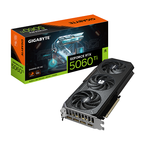 GIGABYTE GeForce RTX 5060 Ti GAMING OC 8G Grafikkarte – 8 GB GDDR7, 128 Bit, PCI-E 5.0, 2647 MHz Kernfrequenz, 3 x DisplayPort, 1 x HDMI, GV-N506TGAMING OC-8GD