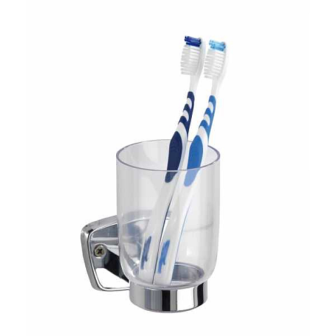 WENKO 17897100 Silber, Transparent Wandmontierter Zahnbürstenhalter