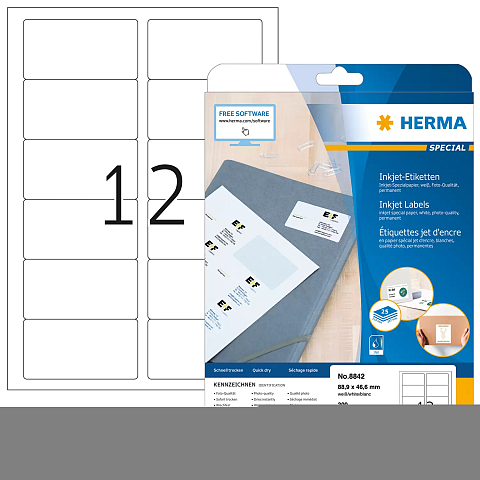 HERMA Inkjet Adressetiketten A4 88.9x46.6 mm weiß Papier matt 300 St.