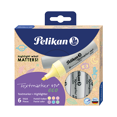 Pelikan Textmarker 490 eco Marker 6 Stück(e) Meißel Mehrfarbig
