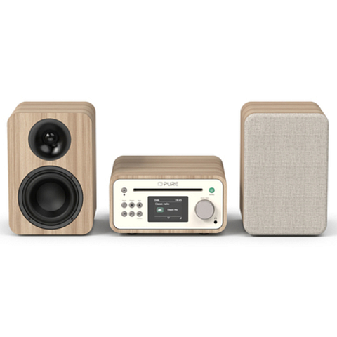 Pure Classic Stereo Mini Heim-Audio-Mikrosystem 40 W Eiche, Weiß