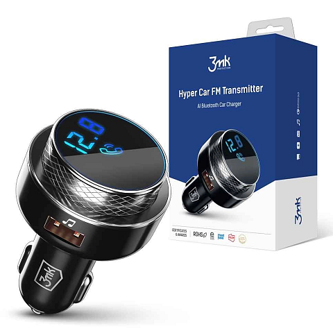 3MK Hyper Car FM Transmitter 87,5 - 99,8 MHz USB Schwarz