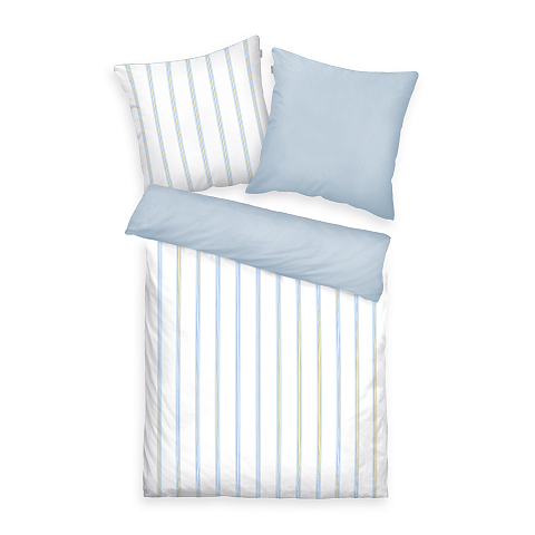 HERDING TOM TAILOR Bettwäsche - Classic Satin Stripes Light Lemon &amp; Sky Blue - 80-x-80-cm-135-x-200-cm