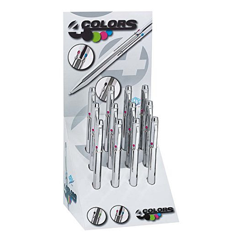 Wedo 256 22699 Schwarz, Blau, Grün, Rot Clip-on-Einziehkugelschreiber 12 Stück(e)