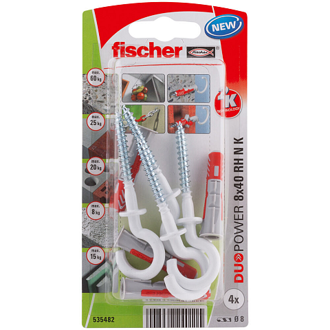 Fischer 535482 Schraubanker/Dübel 4 Stück(e) Schraubhaken & Dübelsatz 40 mm