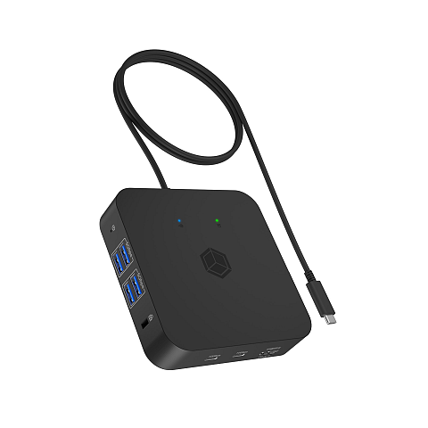 ICY BOX IB-DK4090-C, 12 in 1 DisplayLink® Hybrid Notebook DockingStation, 3x HDMI® 2.0, Gigabit LAN, 4x USB 3.2 Gen 1 Type-A, 2x USB 3.2 Gen 2 Type-C®, 1x Hea