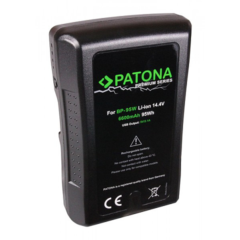 PATONA V-Mount Akku wie BP-95W, 6600mAh, 14.4V