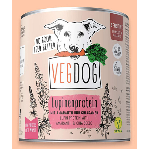 VEGDOG 370096 Hunde-Dosenfutter Amaranth, Karotte, Linse Adult 800 g