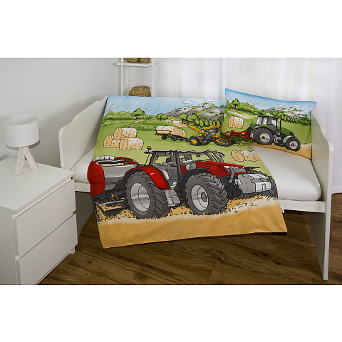 HERDING babybest® Bettwäsche-Set 'Traktor' – 100x135 cm, verschiedene Qualitäten - renforce