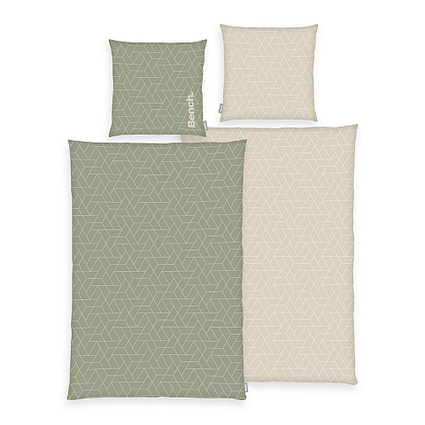 HERDING Bench Bettwäsche-Set 'Grün/Beige' - 80-x-80-cm-135-x-200-cm