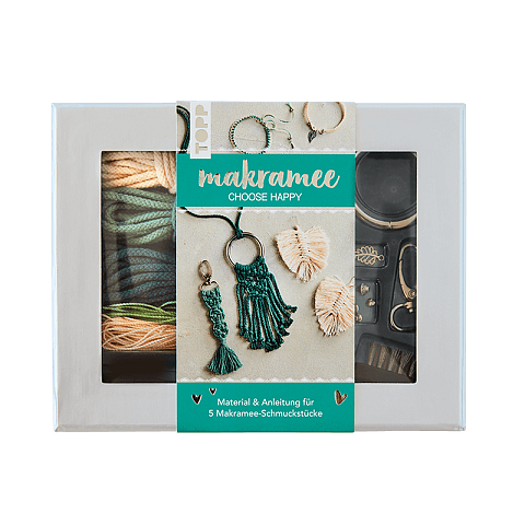 TOPP Verlag Makramee-Schmuckset „Choose Happy“ in Petrol & Natur