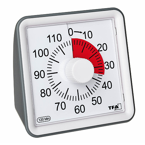 TFA-Dostmann VISUAL Mechanischer Küchentimer Anthrazit, Weiß