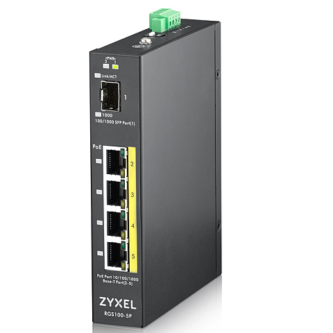 Zyxel RGS100-5P Unmanaged L2 Gigabit Ethernet (10/100/1000) Power over Ethernet (PoE) Schwarz