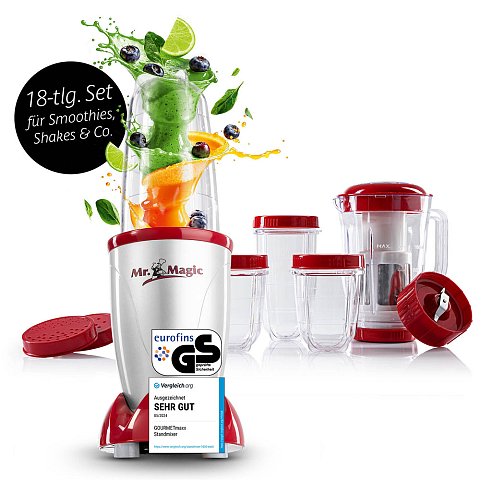 Gourmetmaxx Mr. Magic 0,75 l Tischplatten-Mixer 400 W Rot, Silber
