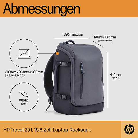 HP Travel 25 Liter 15,6 Zoll Laptop-Rucksack (Iron Grey)