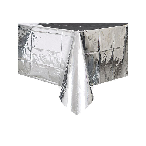 Unique Party 50410 Einweg-Tischdecke Rechteckig Kunststoff Silber