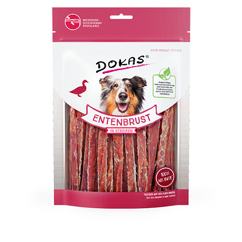 Dokas 200540 Hunde-/Katzenleckerli Hund Snacks Ente 250 g