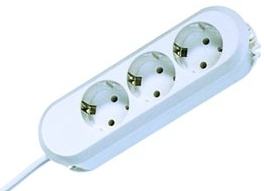 Bachmann 3x Schuko H05VV-F 3G 1.50mm² 16A/3680W 3m Verlängerungskabel 3 AC-Ausgänge Weiß
