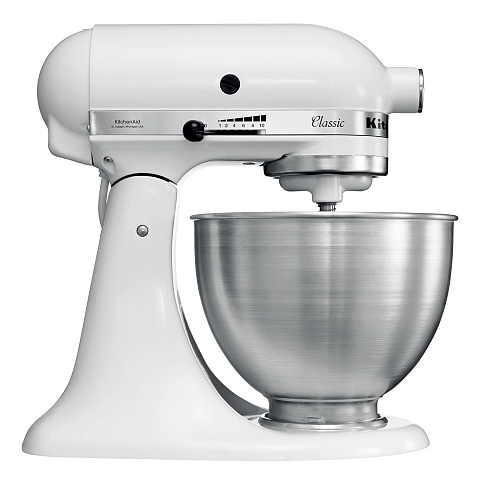 KitchenAid 5K45SSEWH Standmixer 275 W Metallisch, Weiß