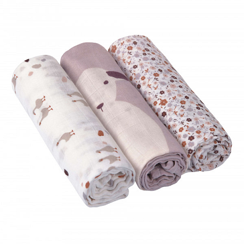 Lässig Mulltücher (3 Stk) - Heavenly Soft Swaddle L, Tiny Farmer Flowers
