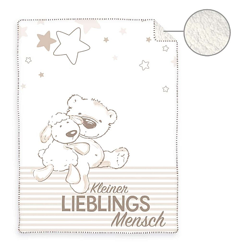 HERDING 1425208014 Bettdecke für Babys Beige, Weiß 75 x 100 cm Junge/Mädchen