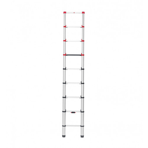 Hailo 7113-092 Leiter Teleskop-Leiter Aluminium, Schwarz, Rot
