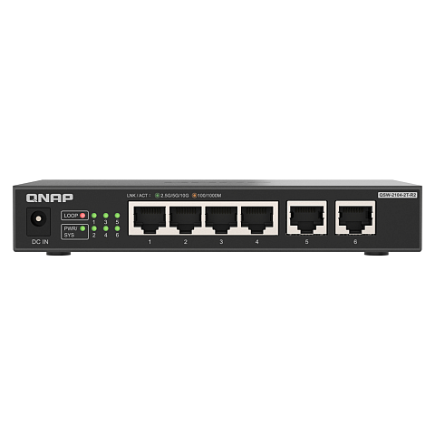 QNAP QSW-2104-2T-R2 Netzwerk-Switch Unmanaged 10G Ethernet (100/1000/10000) Desktop Schwarz